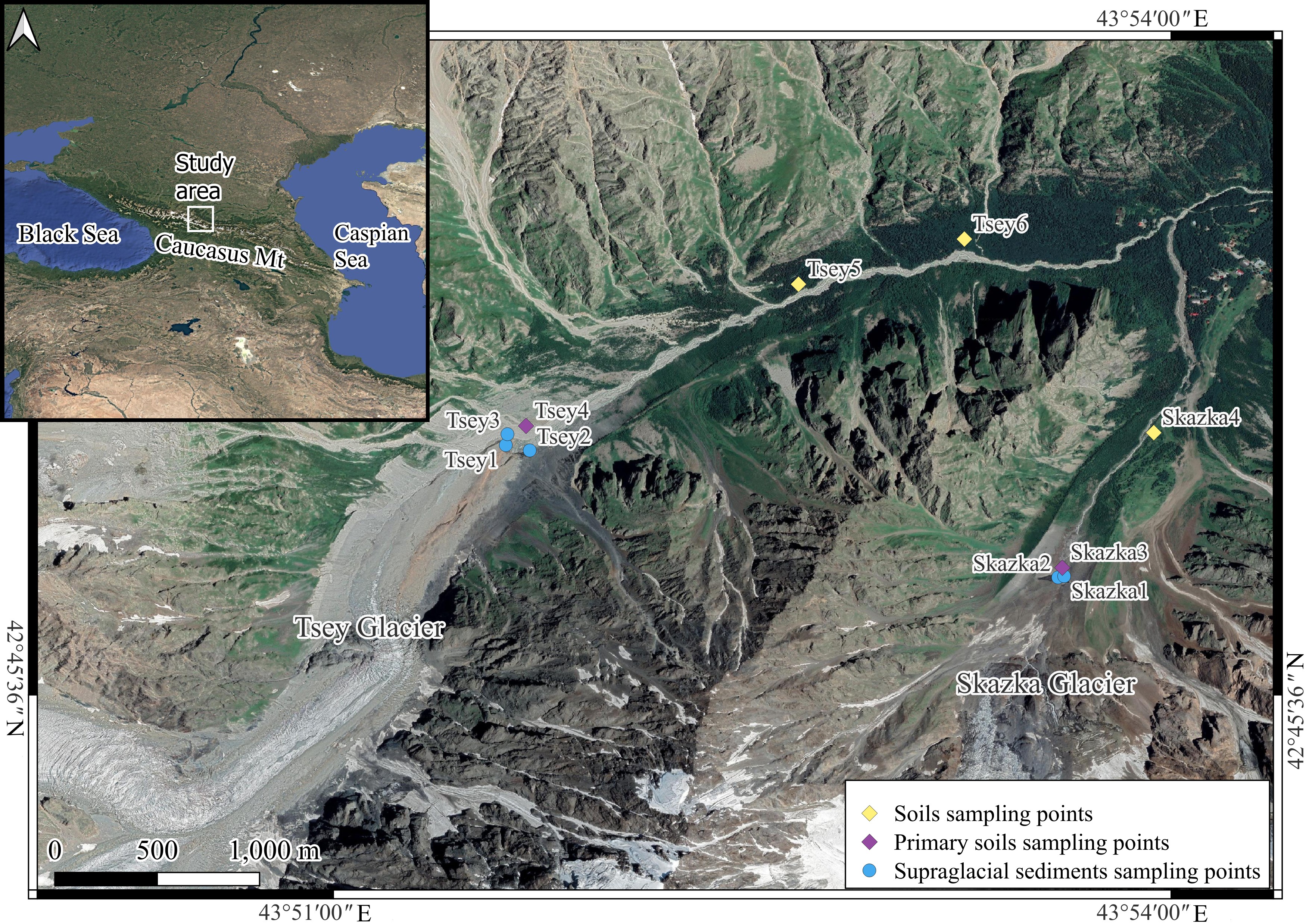 Карта территории исследования с участками отбора проб. Источник: Ivan Kushnov / International Journal of Geoheritage and Parks, 2026